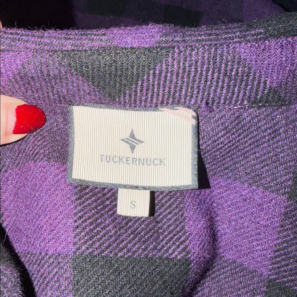 Tuckernuck Aubergine Check Chandler Button Down Flannel Purple Black. Small - Picture 9 of 11